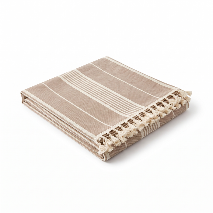 Marstrand striped tablecloth, light brown