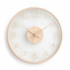 Soest glass face wall clock in light wood