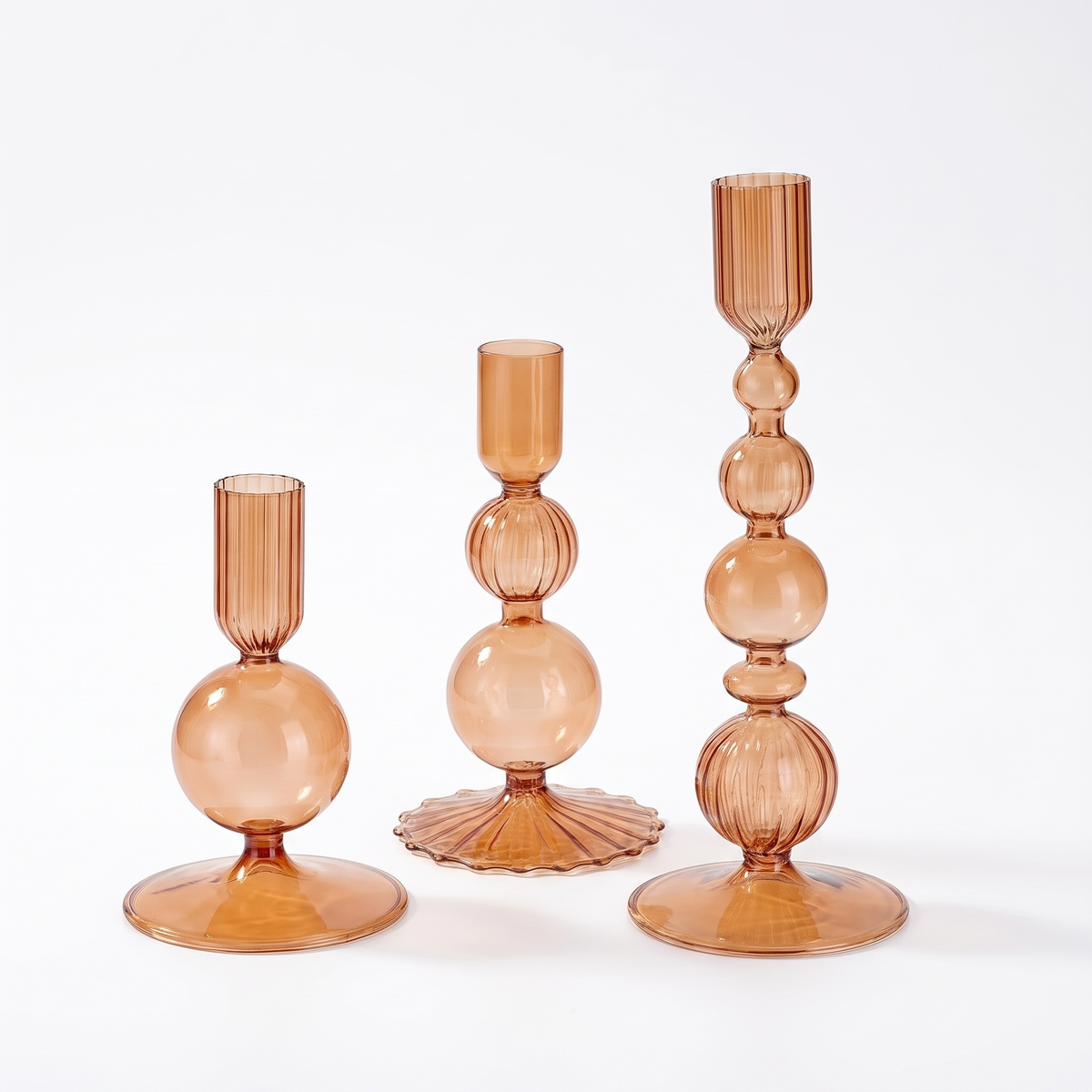 Plon Glass Candlesticks, Set of Three, technical drawing