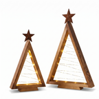 Ratzeburg wooden Christmas trees with lights, set of two