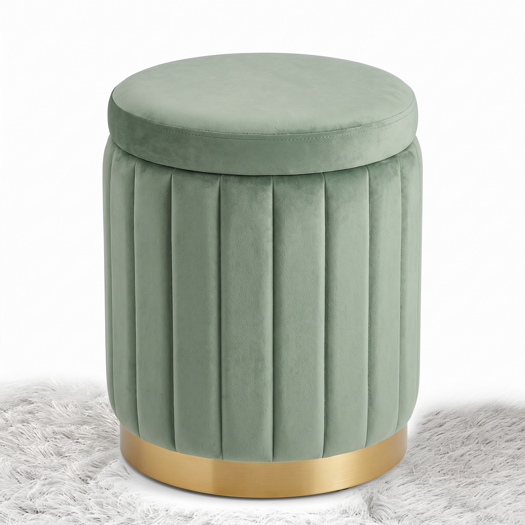 Coesfeld storage pouffe in sage green