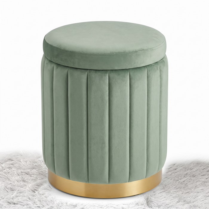 Coesfeld storage pouffe in sage green