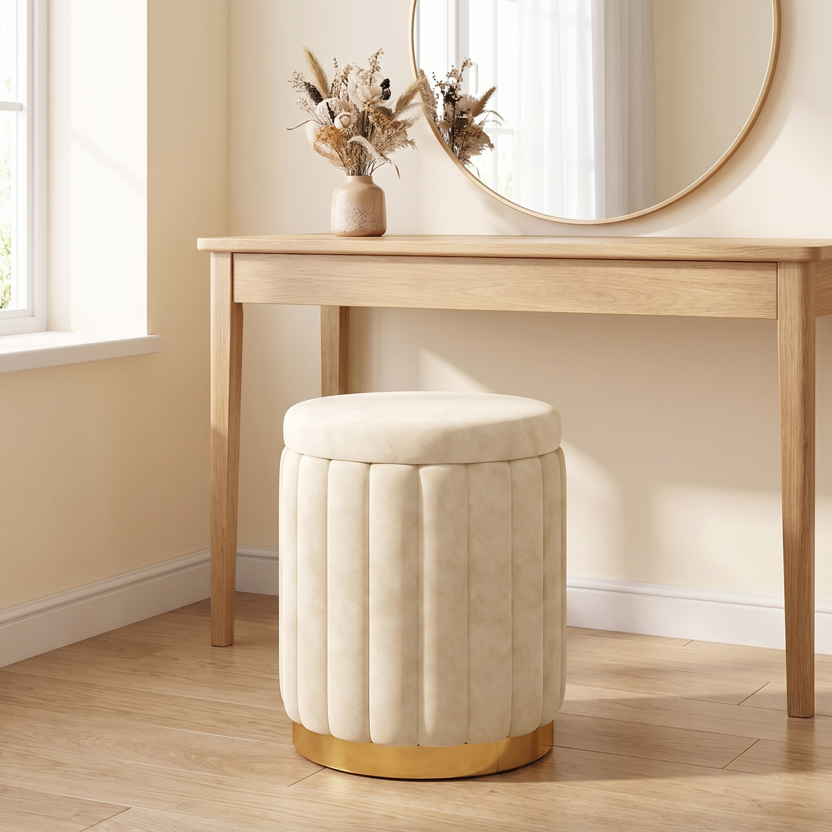 Coesfeld pouffe at a dressing table