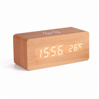 Verden wireless charging clock in light wood