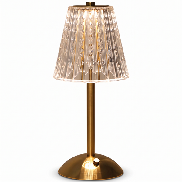 Kragero cordless crystal table lamp in gold