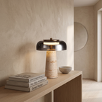 Risor travertine lamp on a sideboard