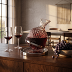 Thisted decanter with red wine on a dining sideboard