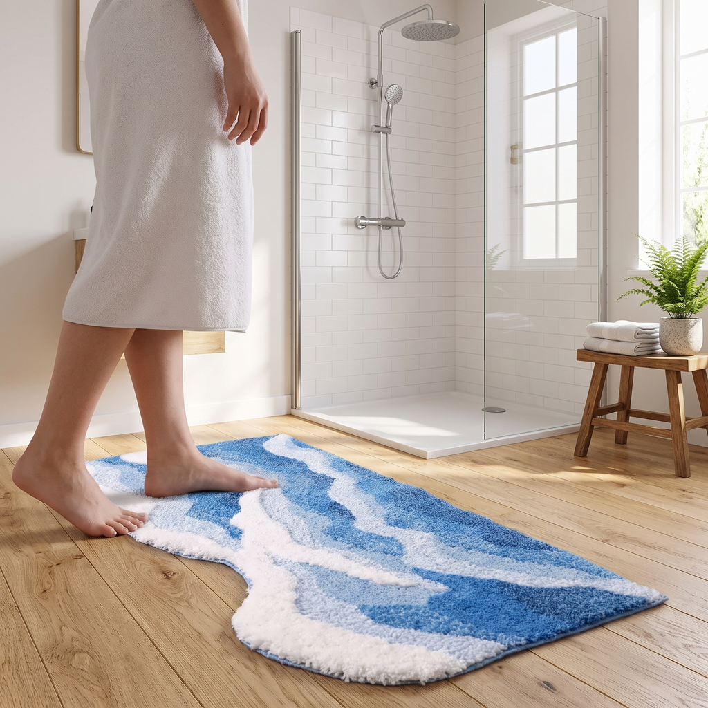 Lemvig bath mat in a bright bathroom