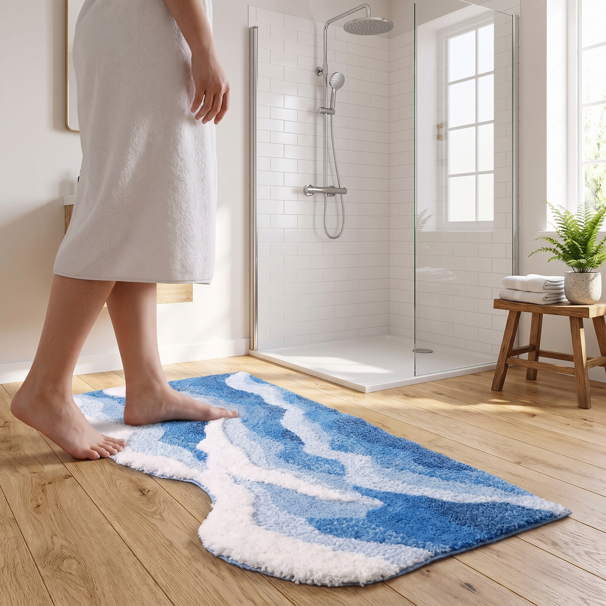 Lemvig bath mat in a bright bathroom
