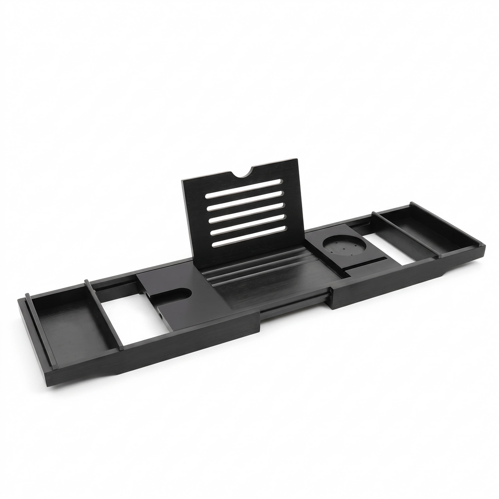 Koge extendable black bamboo bath tray
