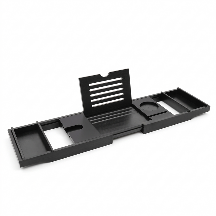 Koge extendable black bamboo bath tray