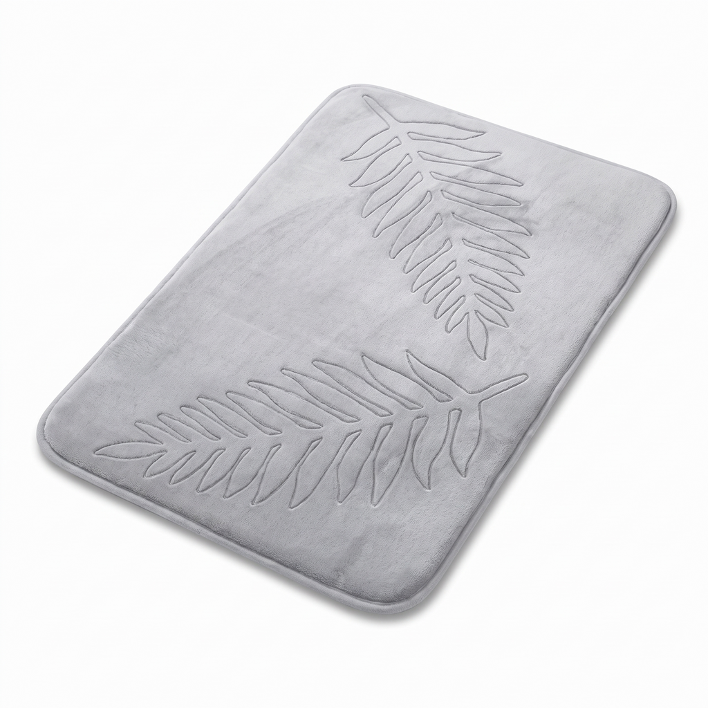 Gjovik leaf memory foam bath mat in light grey