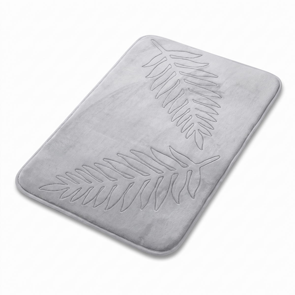 Gjovik leaf memory foam bath mat in light grey