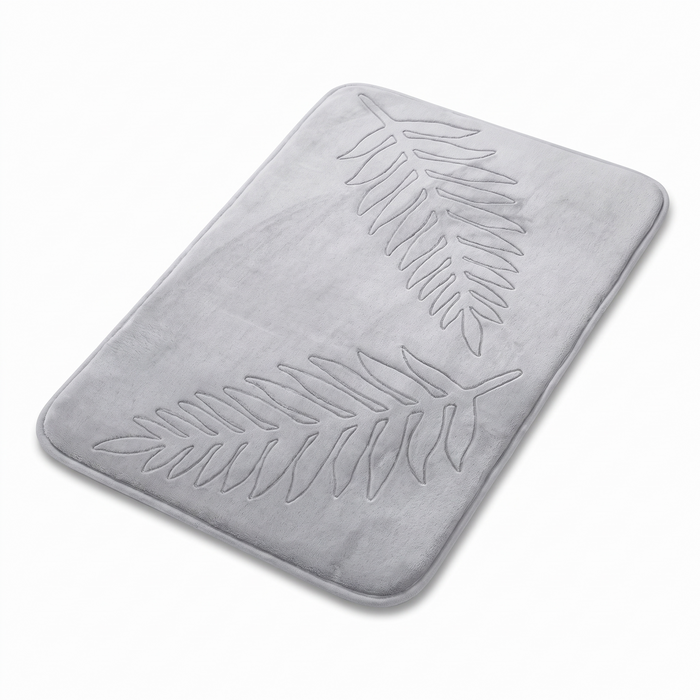 Gjovik leaf memory foam bath mat in light grey