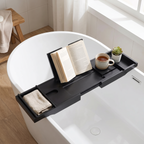 Koge bath tray with a book and coffee