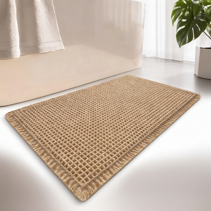 Bogense waffle bath mat in oat