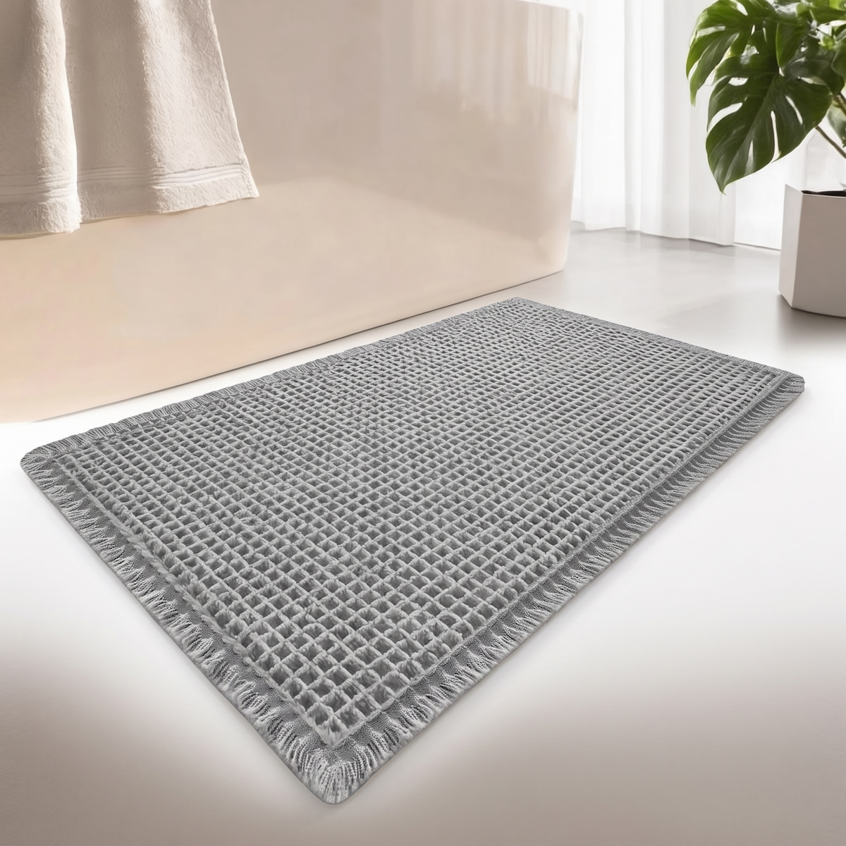 Bogense waffle bath mat in light grey