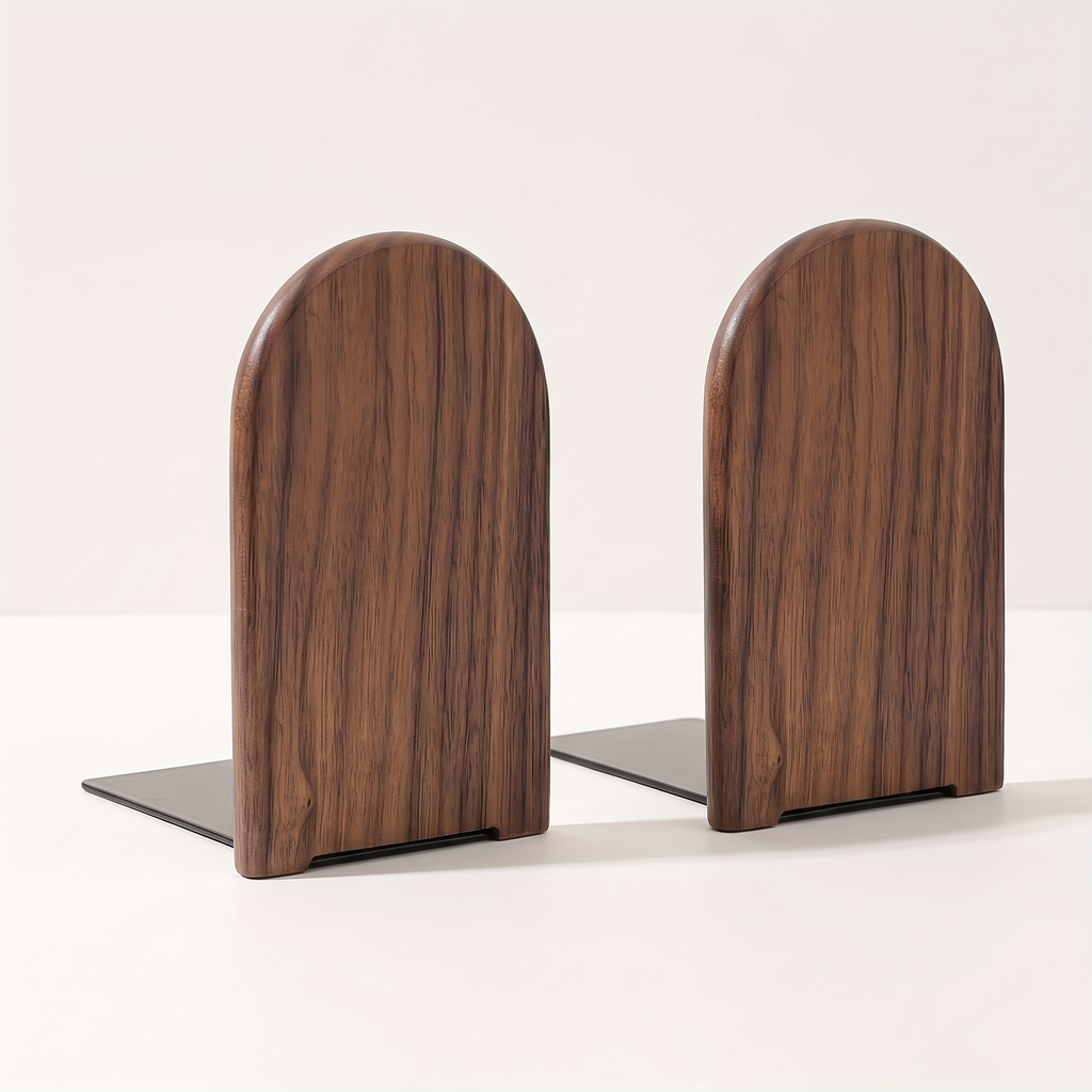 Mariager walnut arch bookends, pair