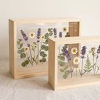 Kerteminde wooden shadow box frames in two sizes with pressed flowers