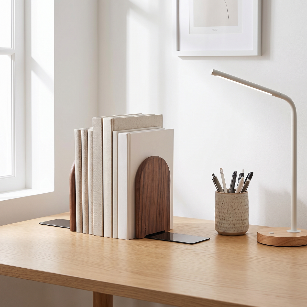 Mariager bookends on a desk
