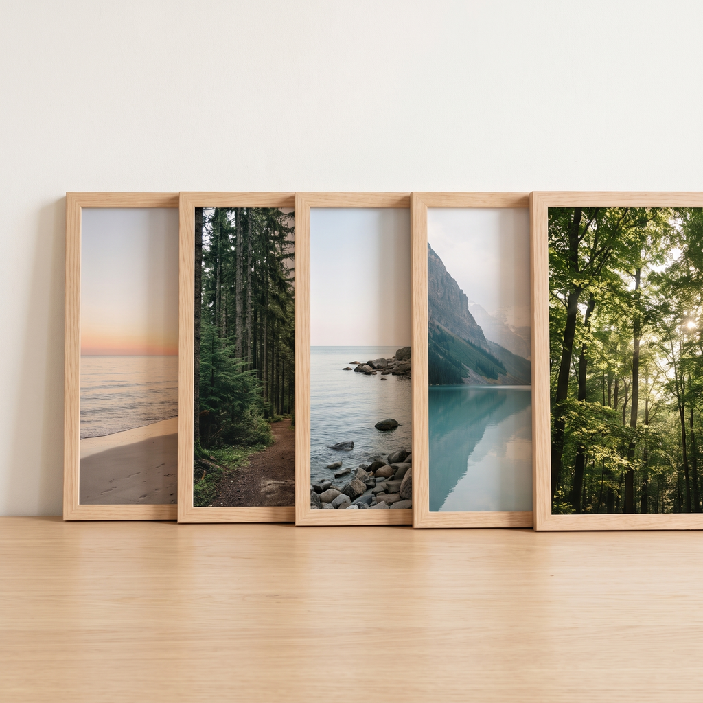 Hornbaek set of five natural wood photo frames