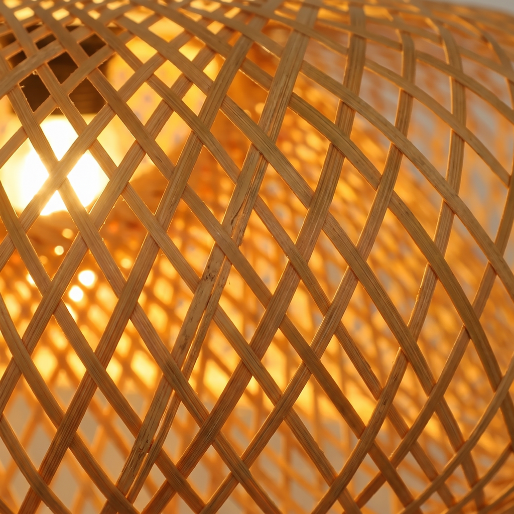 Close up of the woven bamboo lattice of the Bogense