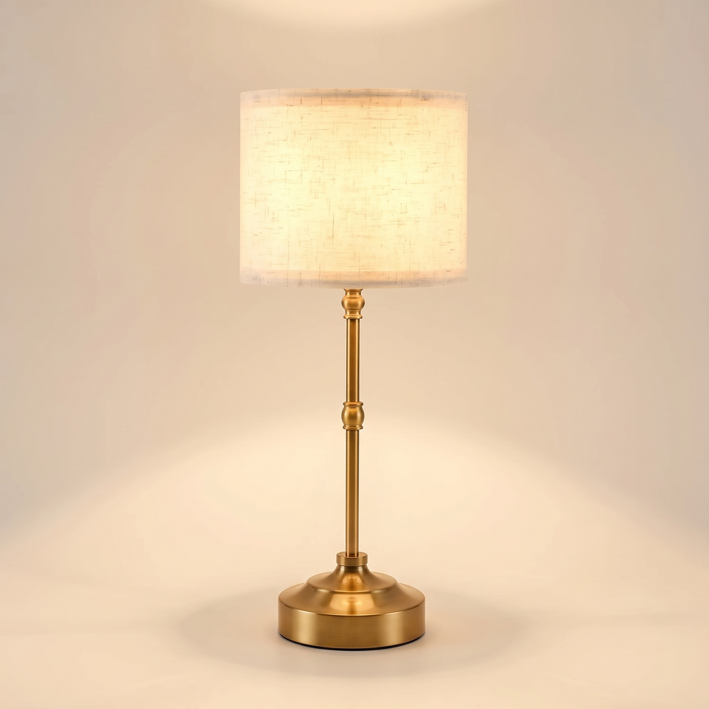 Allinge cordless table lamp with fabric drum shade