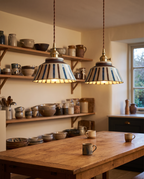 Rosenheim blue stripe pendant over a kitchen table