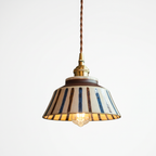 Rosenheim hand painted ceramic bell pendant, blue stripe