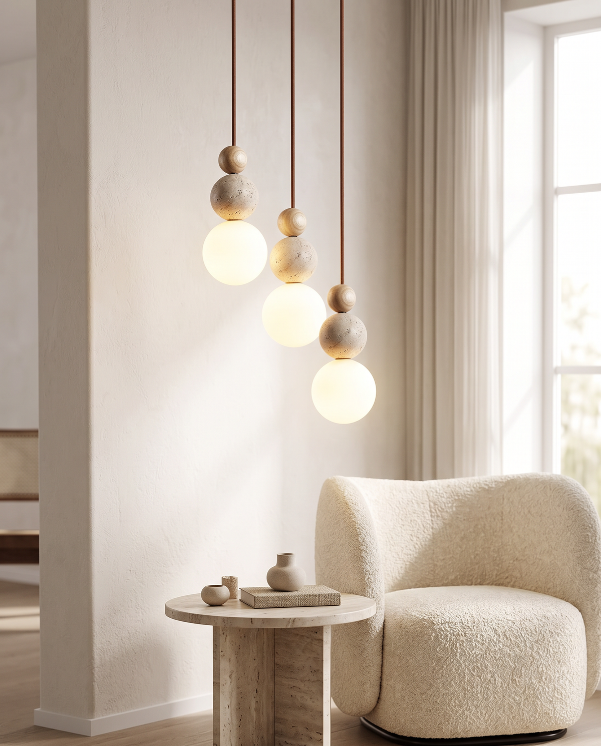 Trosa pendants beside an armchair