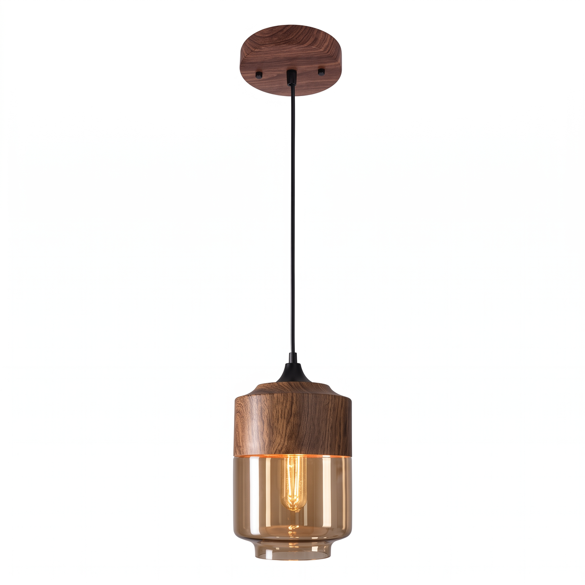 Sundsvall amber glass pendant, jar shape