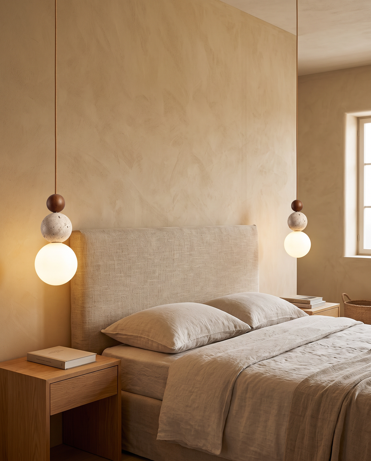 Trosa pendants either side of a bed