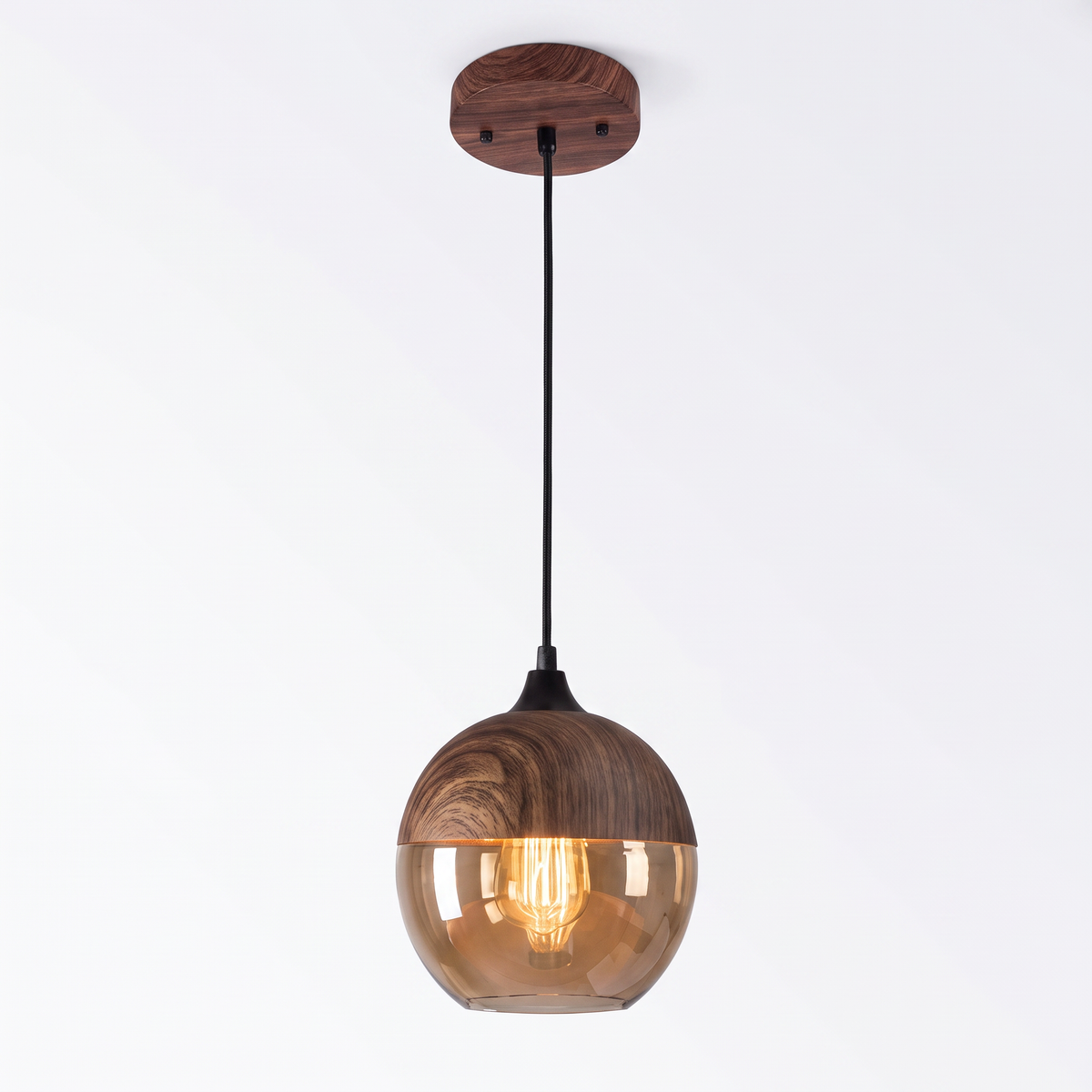 Sundsvall amber glass pendant, globe shape