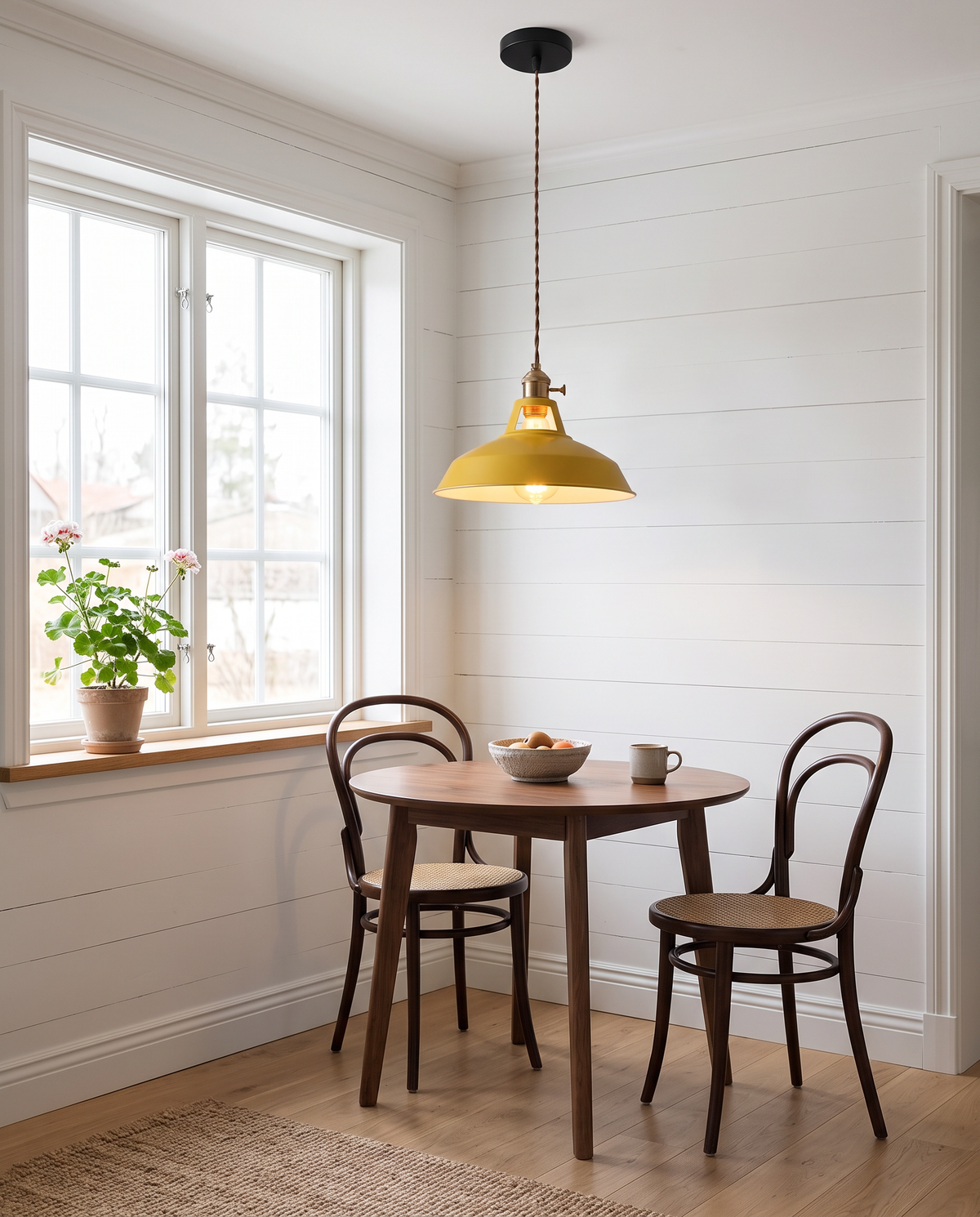 Mustard Smogen pendant over a table