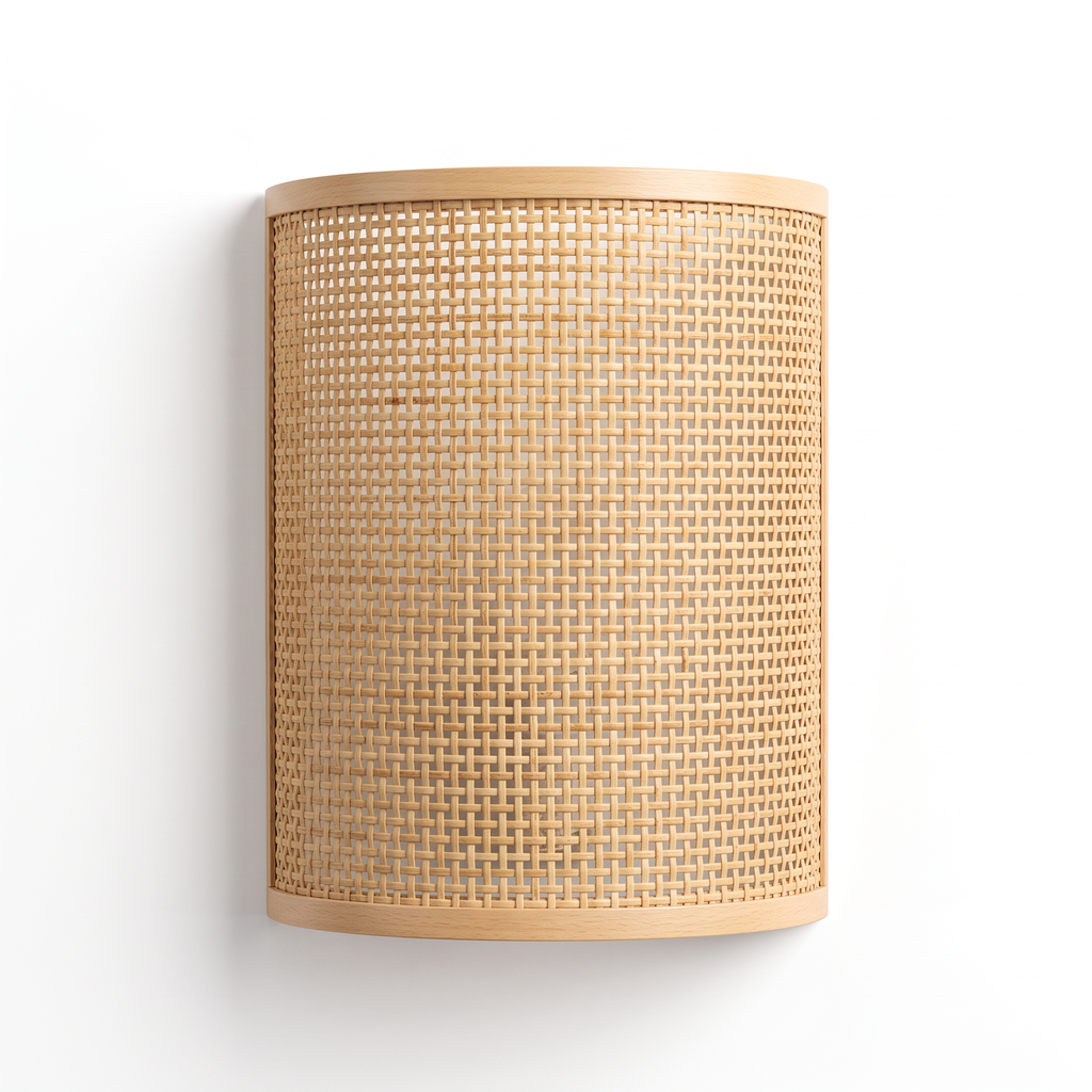 Struer woven rattan half round wall light