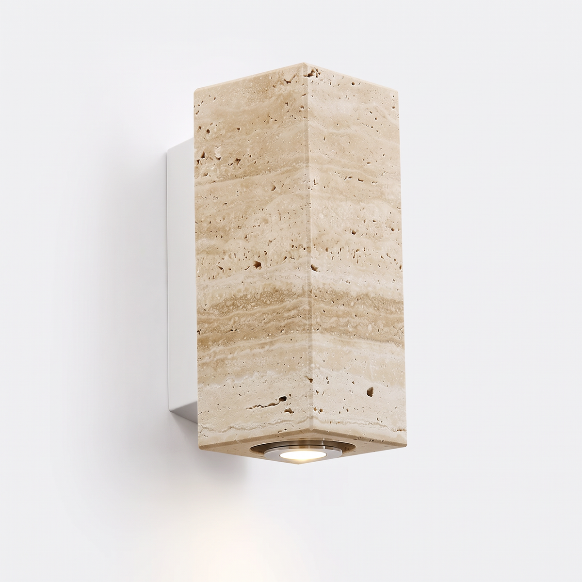 Askersund square travertine wall light on white