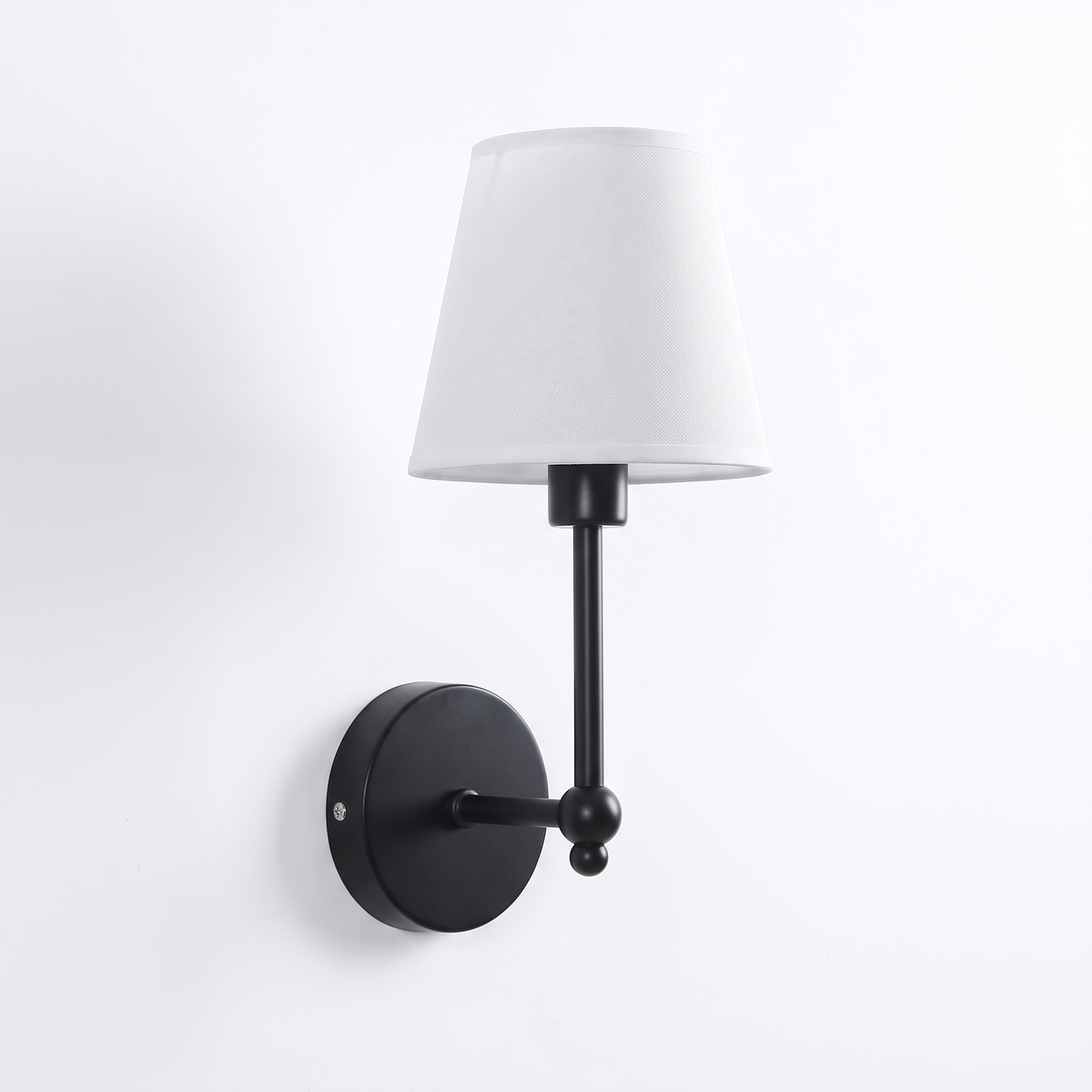 Kungalv wall light, black with white fabric shade