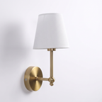 Kungalv wall light, brass tone with white fabric shade