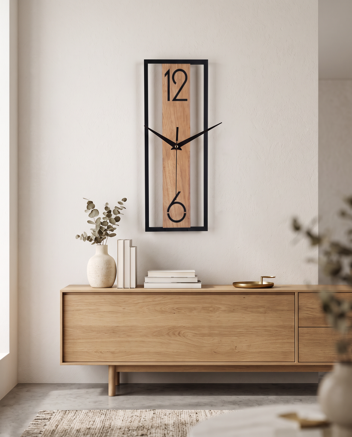 Nora wall clock above a sideboard