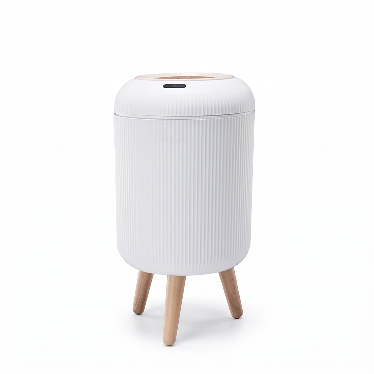 Naestved sensor bin in white on wooden legs