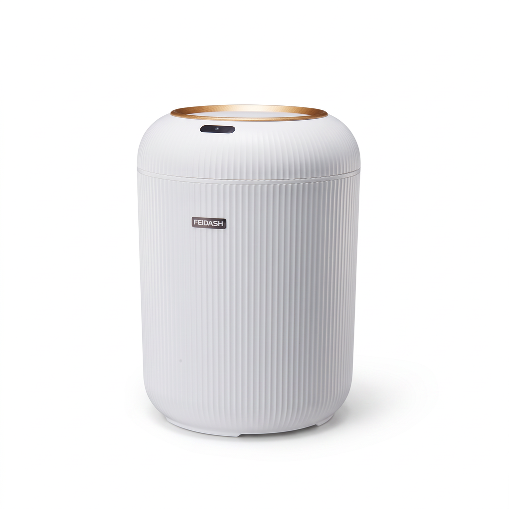 Naestved ribbed sensor bin in white