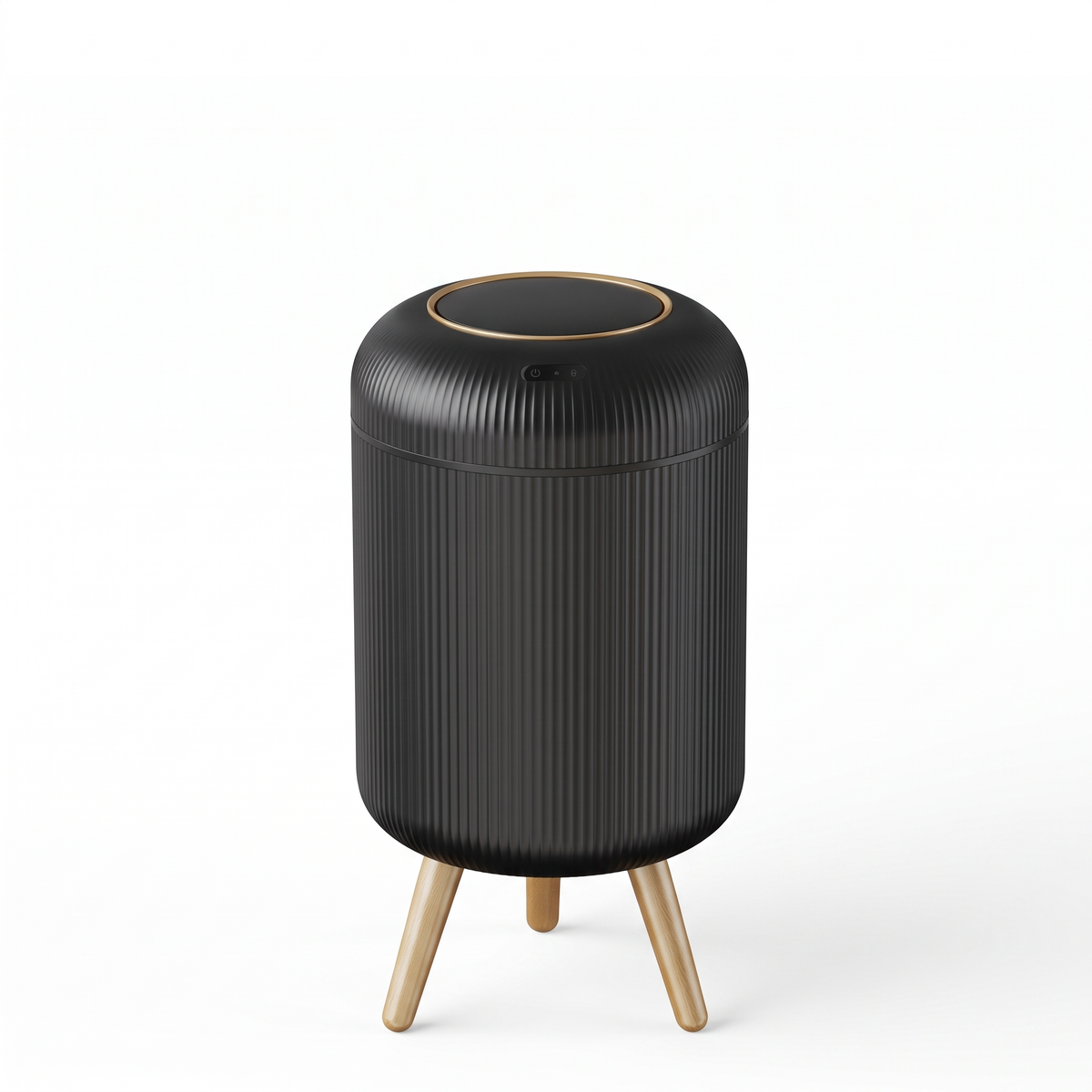 Naestved sensor bin in black and gold on legs