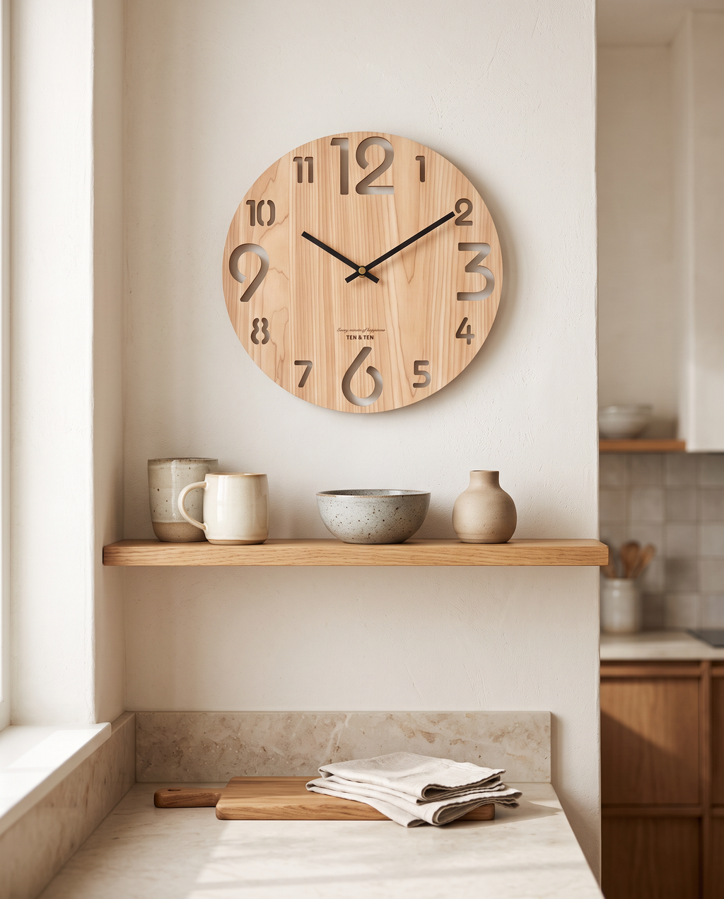 Natural Tidaholm clock in a kitchen