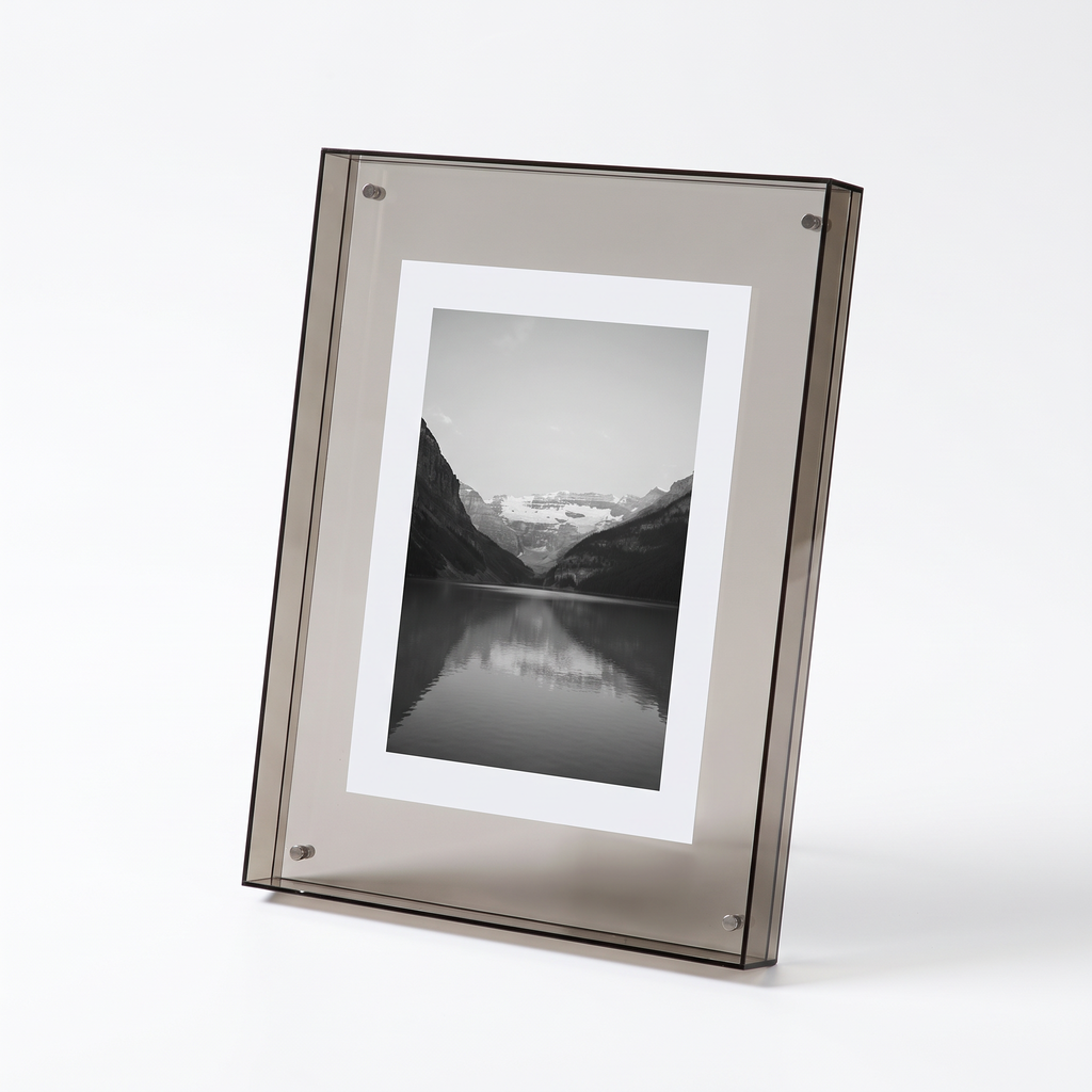 Nysted acrylic photo frame in smoke grey