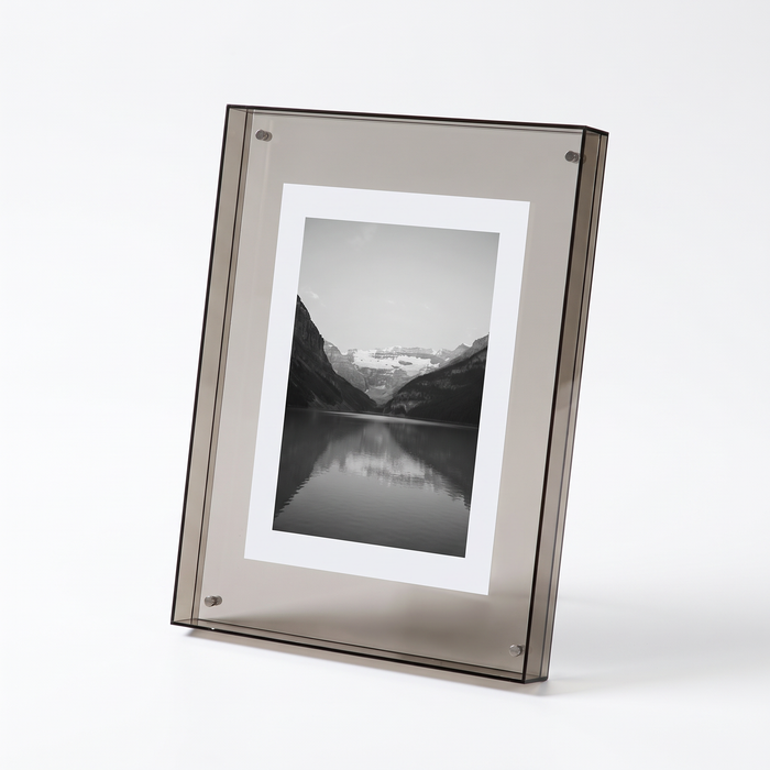 Nysted acrylic photo frame in smoke grey
