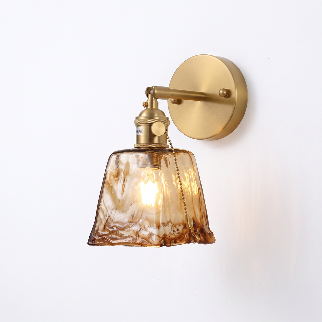 Notodden amber glass wall light, Tapered