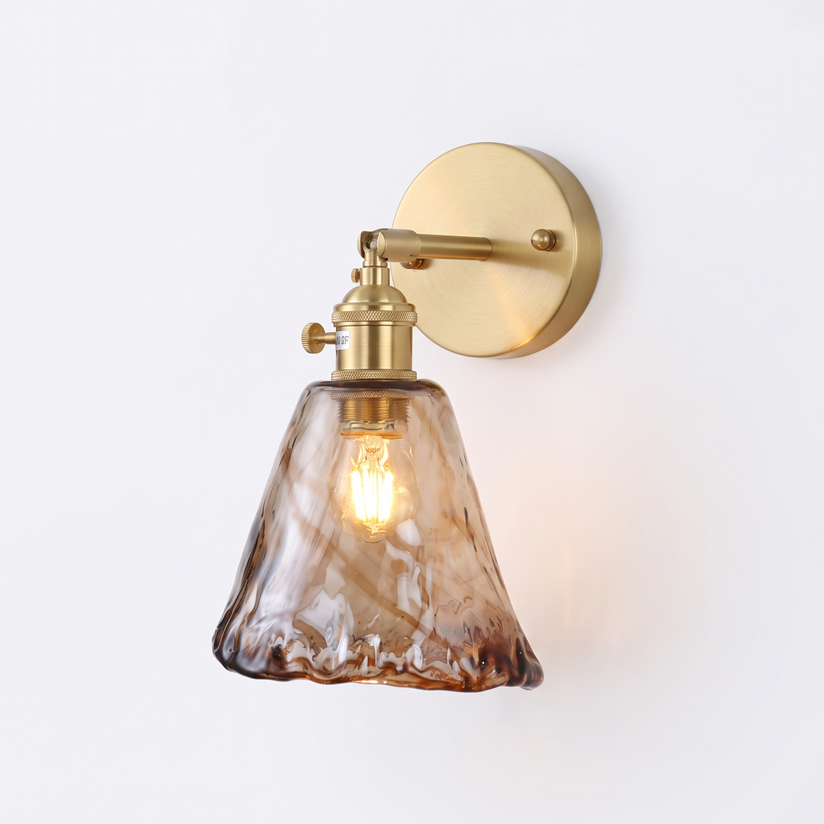 Notodden amber glass wall light, Flared