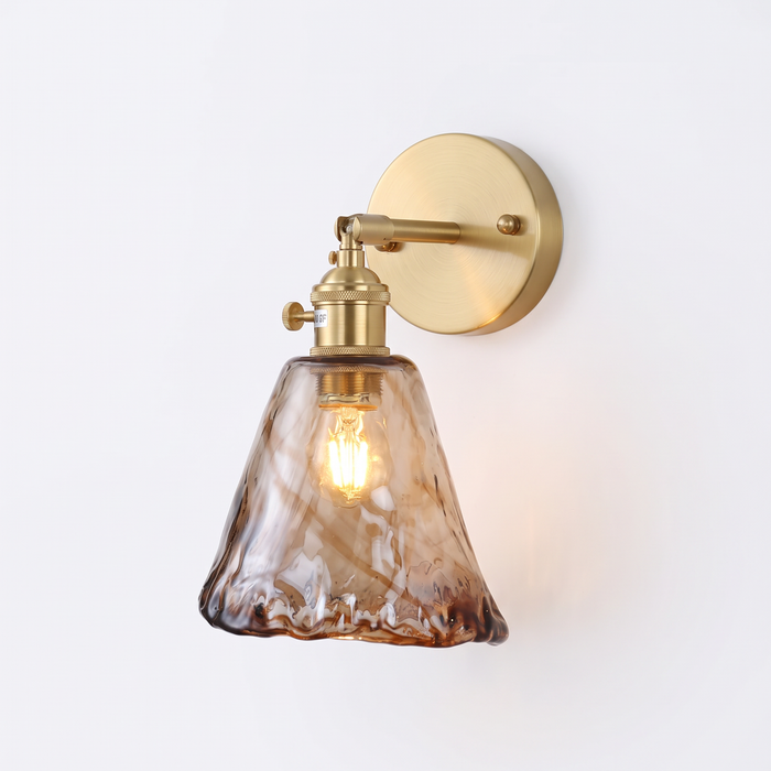 Notodden amber glass wall light, Flared