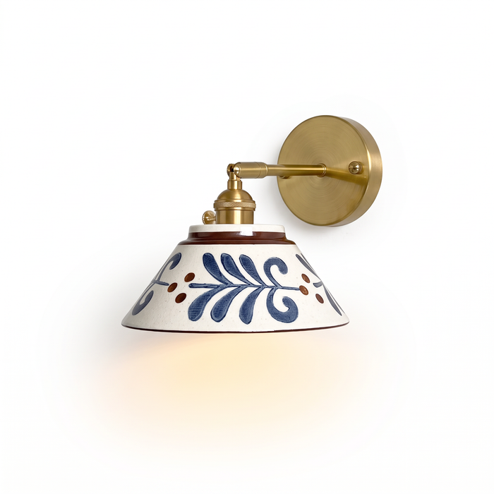 Levanger ceramic wall light, Blue Leaf