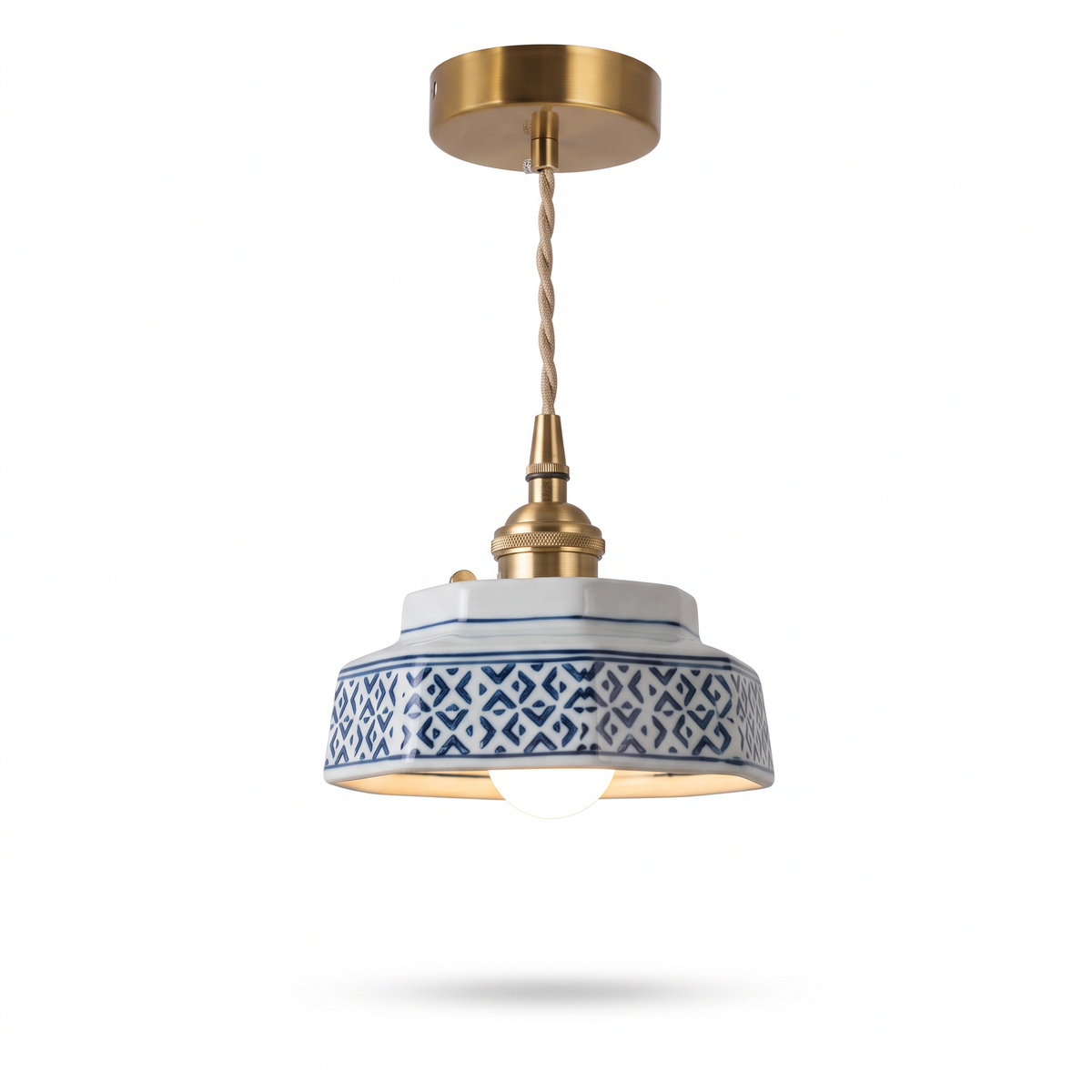 Faxe glazed ceramic pendant, Blue and White